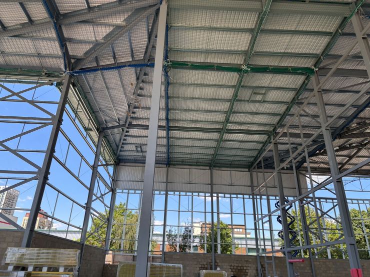 Wembley Roof & Walling cladding going up.JPG